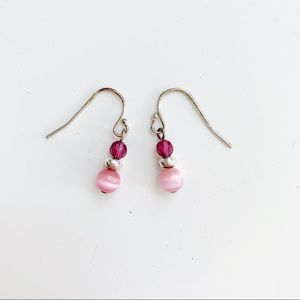 Pink Beaded Dangly Earrings Y2K Coquette Homecoming Barbiecore Prom Girly Dainty